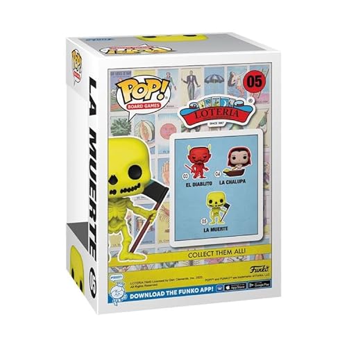 POP Juegos de mesa: Loteria - La Muerte Funko Figura de vinilo (empaquetado con funda protectora de caja compatible), multicolor, 3.75 pulgadas