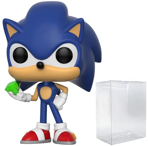 POP Sonic The Hedgehog - Sonic with Emerald Funko Figura de vinilo (incluye funda protectora de caja compatible)