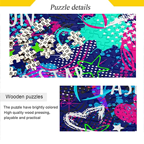 Poplartiy Corazón Guays Moda Estrella Puzzle 500 Piezas para Adultos Juego de Rompecabezas Relajarse para Infantiles Adolescentes Niñas Rompecabezas Hogar