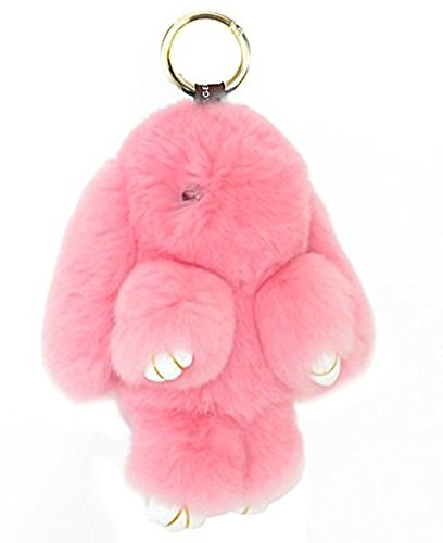 Precioso Conejo Colgante Suave Conejo Mullido Bunny Doll Coche Llavero Encanto Llavero Bolso Colgante Decoración Mejor Familias Amigos(Rosado 13cm)