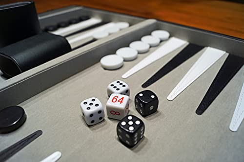 PrimoGames Maleta Backgammon Attaché de piel sintética – Juego de maletas noble con funda de fieltro y campos cosidos finamente 48 x 38 cm grande – Juego completo con cubos