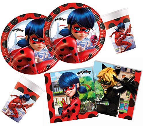 Procos 10133993 Miraculous - Kit de Fiesta de cumpleaños para niños con diseño de Lady Bug, Color Negro