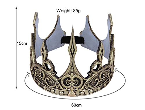 Proumhang King Crown Royal Medieval Soft Crown Diadema PU Espuma Corona Hombre Disfraz Sombrero Tocado para Cosplay Fiesta de disfraces Halloween Talla única Plata