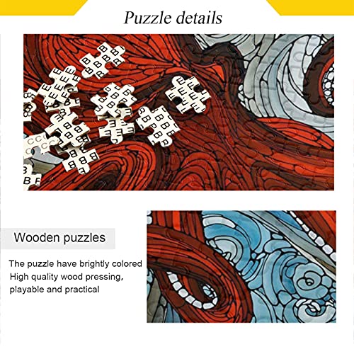 Pulpo Rojo Abstracto Puzzle 500 1000 Piezas Rompecabezas Adultos Juguetes Juego de Rompecabezas Ilustraciones para Adolescentes Niñas