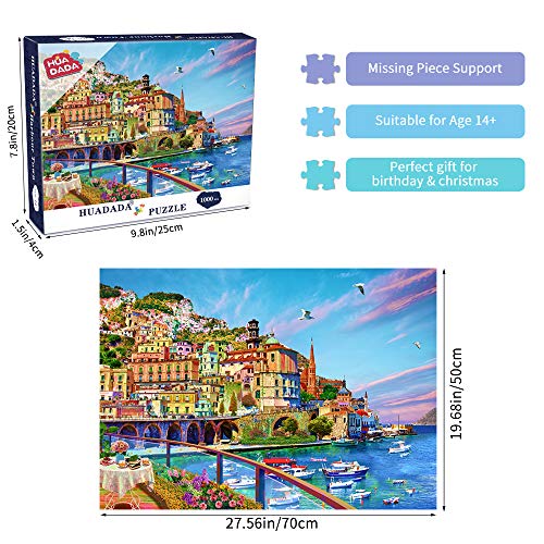 Puzle de 1000 Piezas, puzle para Adultos, Impossible Rompecabezas Coloridos Juegos de Poner, Puzzle para Adultos, 1000 Puzzles de decoración para el hogar, Ciudad en el mar.…