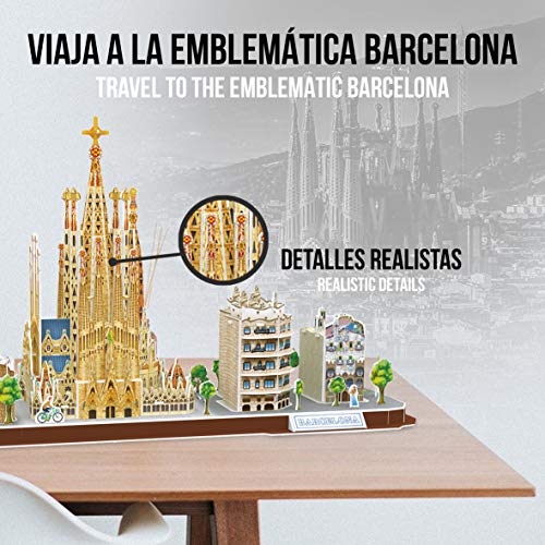 Puzzle 3D - Barcelona Cityline: Puzzle 3D Adultos Y Puzzle 3D Niños +8 Años | Maquetas para Montar Niños | Maquetas para Construir Adultos | Puzzles 3D