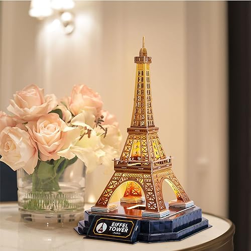 Puzzle 3D - Torre Eiffel Led | Puzzle 3D Regalo Niño 8 Años | Puzzle 3D Adultos Y Puzzle 3D Niños | Maquetas para Montar Niños | Maquetas para Construir Adultos | Puzzles 3D | 51 Piezas