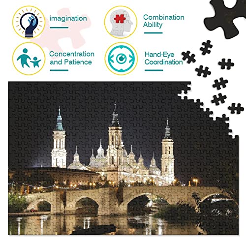 Puzzle De 1000 Piezas para Adultos- Basílica del Pilar Zaragoza -Puzzle De Desafío Cerebral para Niños,Regalos De Cumpleaños/Navidad/Halloween para Niños Y Adultos。1000pcs (75x50cm)