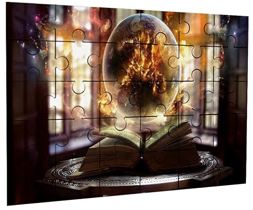 Puzzle DE 24 Piezas Libro Abierto Libro Esfera Magia brujería Ritual Rompecabezas puzle para Adulto