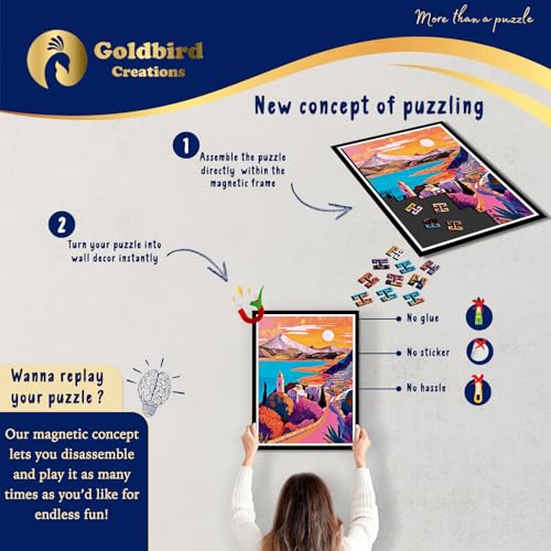 Puzzle De Madera Con Marco - Puzzles De Arte Para Adultos - Rompecabezas Magnetico Difficil - Cuadro Decoración Paisaje - Regalos Originales de Navidad Y Cumpleaños (Mountain Vista)