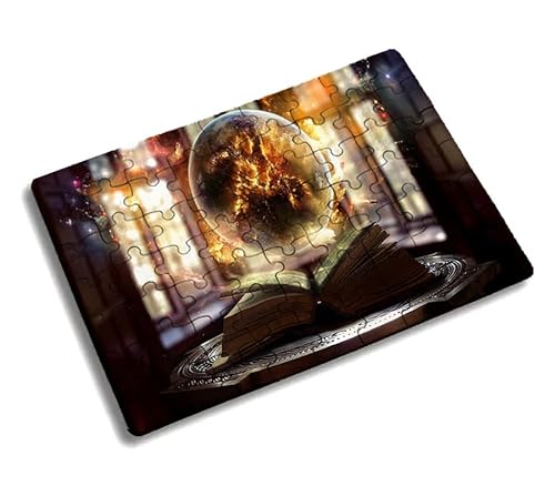 Puzzle PEQUEÑO 63 Piezas Libro Abierto Libro Esfera Magia brujería Ritual Rompecabezas puzle