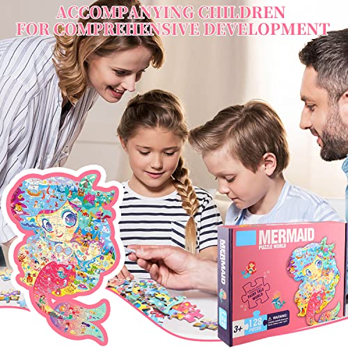 Puzzle Rompecabezas Niños Juegos Educativos de Animales Jigsaw Puzzle Sirenita 128 Piezas Rompecabezas para Niños Puzzles Educa para Adults Infantiles Niño Niñas 3 4 5 6 7 8 9 10 Años Regalo