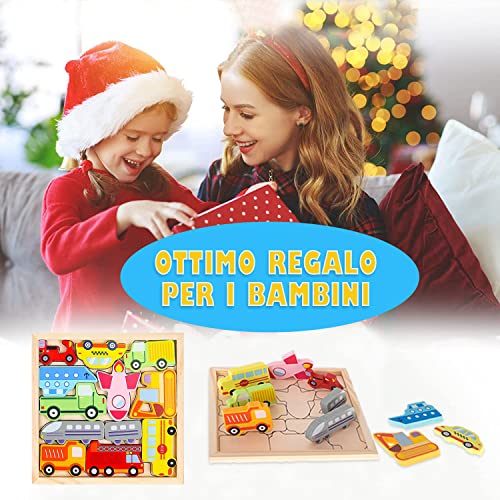 Puzzles de Madera con Marco,Puzzles de Madera 3D,Puzzles de Madera para Niños,Puzzles de Madera Coches Puzzles Educativos para Niños 2 3 4 Años Juguetes Educativos Montessori