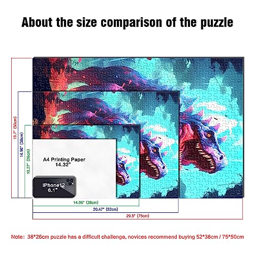 Puzzles para adultos Rompecabezas de madera de dinosaurios de la era jurásica para el placer familiar y las noches de juego 14,96 x 20,47 pulgadas