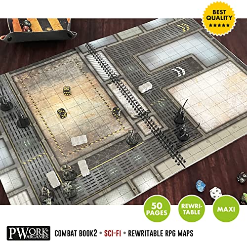 Pwork Wargames Combat Book 2- Science fiction Rewritable Combat Maps for Tabletop RPGs