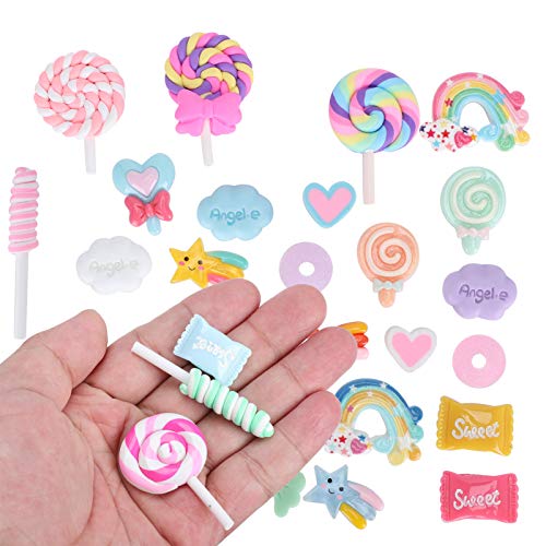 Pwshymi 29 Piezas de Resina de Caramelo, Juego de Dulces de Simulación Fabricación de Dulces para Tablón de Anuncios de Tienda de Carcasa de Teléfono