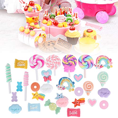 Pwshymi 29 Piezas de Resina de Caramelo, Juego de Dulces de Simulación Fabricación de Dulces para Tablón de Anuncios de Tienda de Carcasa de Teléfono