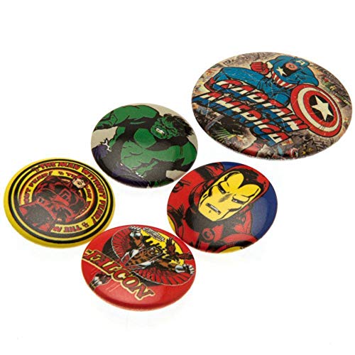 Pyramid International Set chapas Marvel - Chapas Capitán America retro, Multicolor, 10 x 12.5 x 1.3 cm