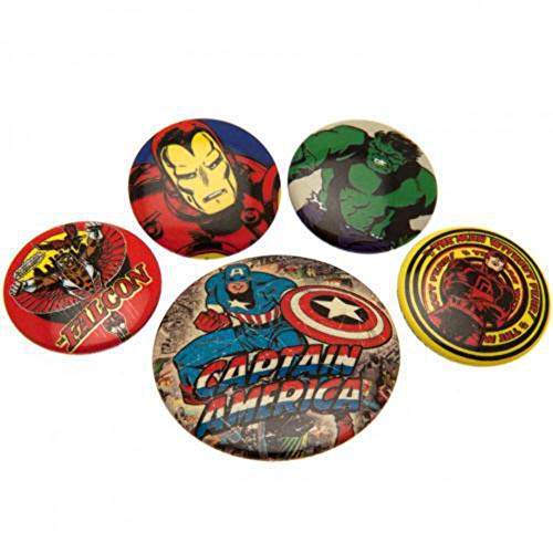 Pyramid International Set chapas Marvel - Chapas Capitán America retro, Multicolor, 10 x 12.5 x 1.3 cm