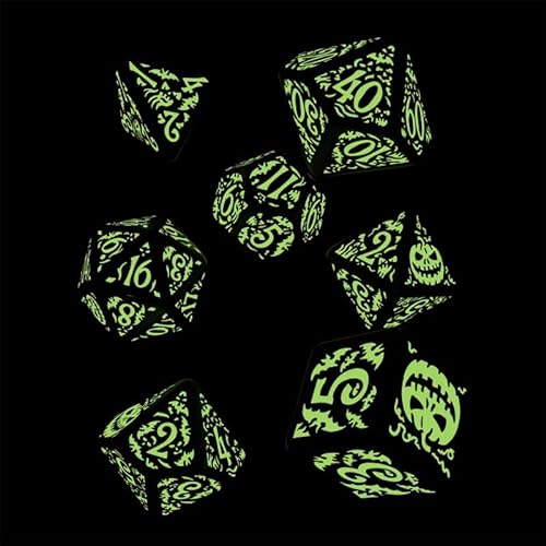 Q-WORKSHOP HALLOWEEN PUMPKIN DICE SET BRILLANTE EN LA OSCURIDAD NARANJA Y NEGRO HISTORIA JUEGOS DE ROL NUEVO