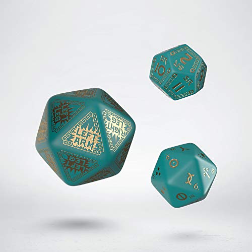 Q-workshop RuneQuest Turquoise & Gold Expansion Dice (3)