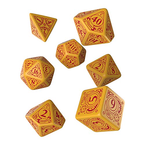 Q WORKSHOP Steampunk Mango & Red [Unusual] RPG Dice Set 7 Polyhedral Pieces