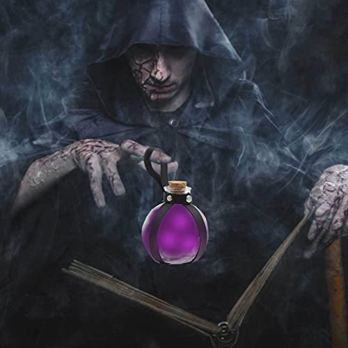 Qeyeid Funda mágica para Halloween – Botella esférica transparente mago con cinturón cuero medieval, bruja y mago, funda para poción corcho mágico oscuro, accesorio disfraz caballero medieval