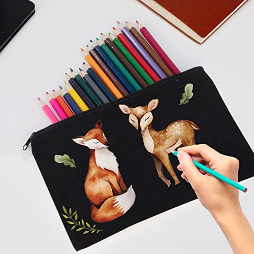 QH-Shop Estuche de Lápices Multifuncional Lona Bolsa de Lápiz Organizador de Papelería Bolsa de Maquillaje Estuche Plumier con Cremallera para Niño Niña y Estudiantes, 10 Piezas