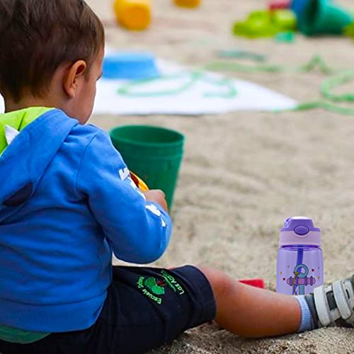 Qindalo. Botella de Agua para niños de 480 ml libre de BPA con Pajita y apertura One Click. Mod. Anchor