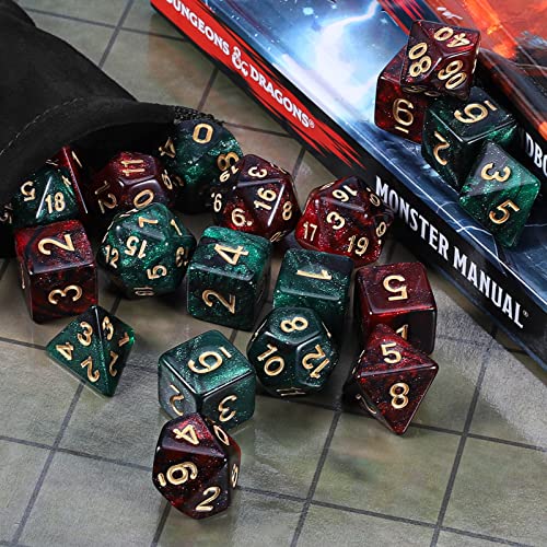 QMAY Juego de dados DND – 2 dados poliédricos de 11 pulgadas (22 piezas) para Dungeons and Dragons, juego de mesa de juego de rol.