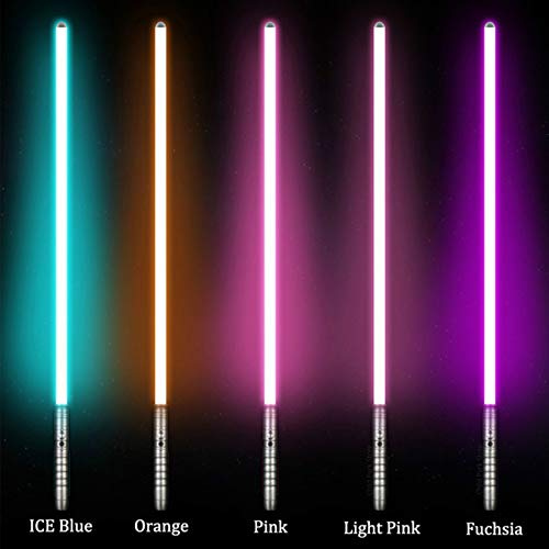 QMMD Cosplay Lightsaber Color Change 11 Lucas Light Saber Jedi Sith Force FX Heavy Duel Sonido Fuerte, Force FX Lightsaber para Adultos, Soporte Real Duelo 85cm,Cromo