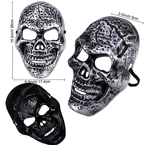 Qpout Máscaras de Halloween para adultos, Máscara anónima de calavera aterradora,Máscara de hacker plateada divertida para hombres/mujeres Fiesta De Halloween Accesorio de mascarada cosplay Decoración