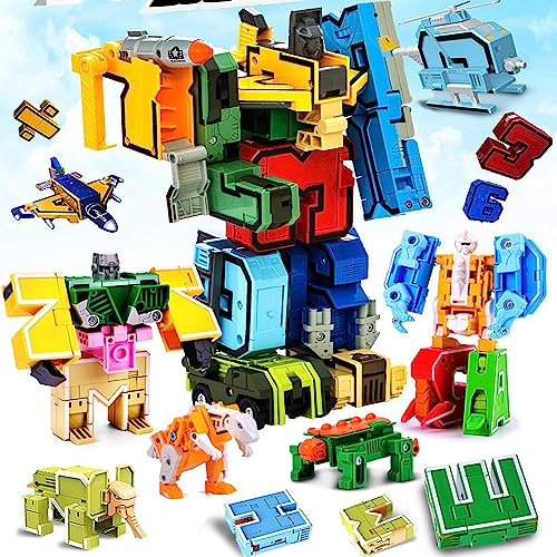 QSLKI Robots Numéricos Transformables, Juguetes Transformables para Regalo de Cumpleaños, Juguetes Intelectuales para Niños, Regalos,Juguetes Robots Educativos Stem 3-6 Años Niños Jugando Aprendiendo