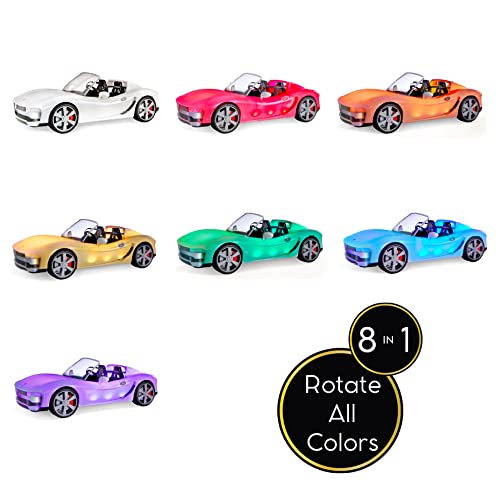 Rainbow High Colour Change Coche Convertible con Luces LED 8 en 1, Ruedas móviles, Cinturones de Seguridad y Volante - Multicolor - Edad: para niños a Partir de 6 años