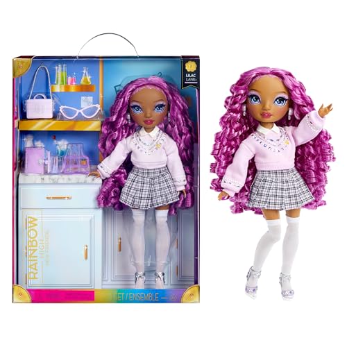 Rainbow High Fashion Doll - Lilac Lane - Muñeca de Moda Morada con Conjunto de Moda - con Gafas y más de 10 Coloridos Accesorios de Juego - Ideal para Niños de 4 a 12 Años y Coleccionistas