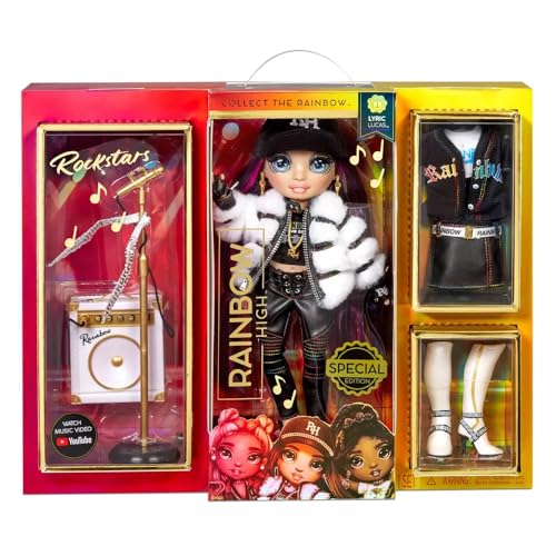 Rainbow High Rockstar Fashion Doll 2 Trajes completos y Rockband Essentials Elige Carmen Major, Vanessa Tempo, Lyric Lucas (Lyric Lucas)