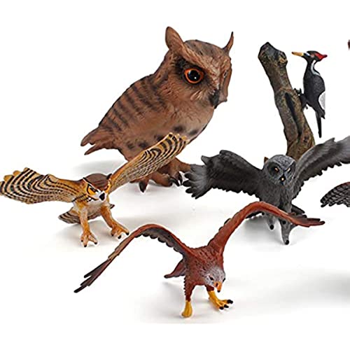 RAUKS 8pcs Juego de Juguetes de Aves realistas, Figuras de Animales de Aves realistas, PVC, Aves, búho, águila, Modelos de pájaros, Juguetes educativos para decoración de Escritorio