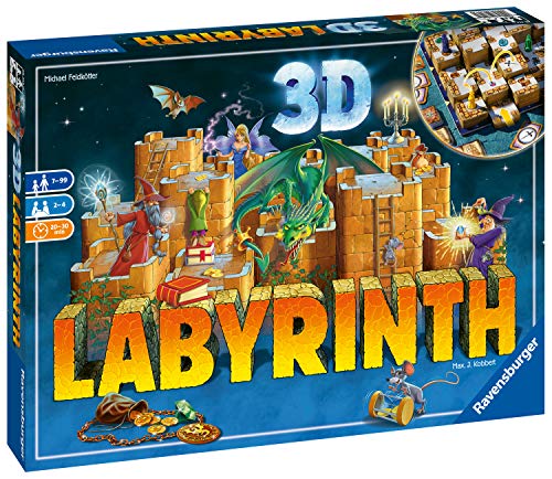 Ravensburger 3D Labyrinth - Moving Maze Family Board Game for Kids & Adults Age 7 Years Up - 2 to 4 Players