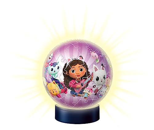 Ravensburger - 3D Puzzle Nightlamp Gabby's Dollhouse, Puzzle Ball con Luces, 72 Piezas, 6+ Años