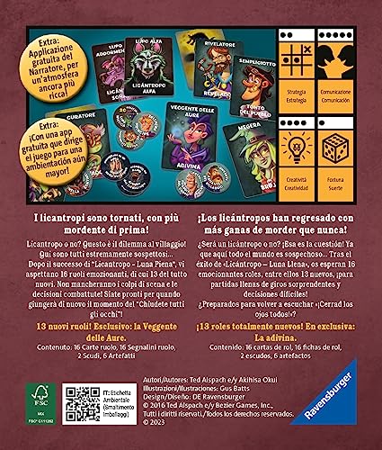 Ravensburger - Licantropo Prima Luce, Juego de Cartas Para Toda la Familia, Aplicación integrada para Móvil, 9+ Años