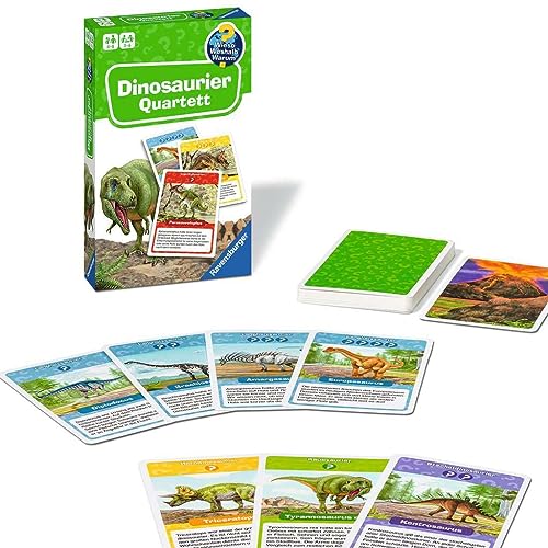 Ravensburger Llevar por qué ¿por qué ¿por qué Cuarteto, mapas detallados para emocionantes Especies de Dinosaurios, Texto Adicional informativo y Otra Variante de Juego, Color White (22359)