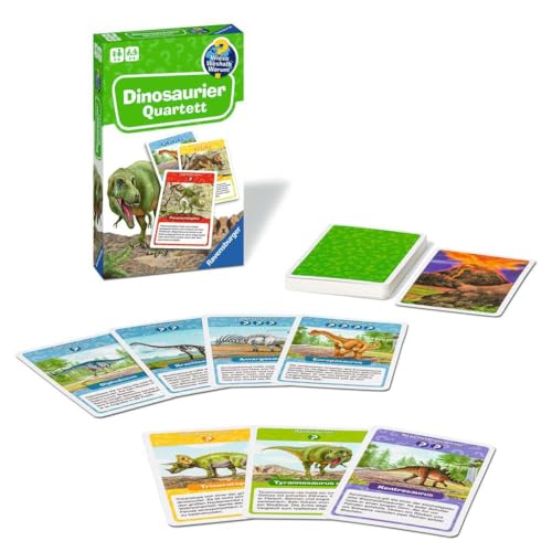 Ravensburger Llevar por qué ¿por qué ¿por qué Cuarteto, mapas detallados para emocionantes Especies de Dinosaurios, Texto Adicional informativo y Otra Variante de Juego, Color White (22359)