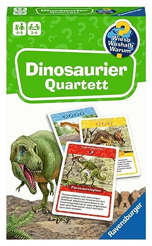 Ravensburger Llevar por qué ¿por qué ¿por qué Cuarteto, mapas detallados para emocionantes Especies de Dinosaurios, Texto Adicional informativo y Otra Variante de Juego, Color White (22359)