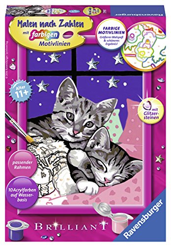 Ravensburger Malen nach Zahlen 27995 Pintura guiada por números con diseño de gatos dormidos, para niños a partir de 11 años