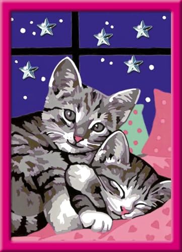 Ravensburger Malen nach Zahlen 27995 Pintura guiada por números con diseño de gatos dormidos, para niños a partir de 11 años