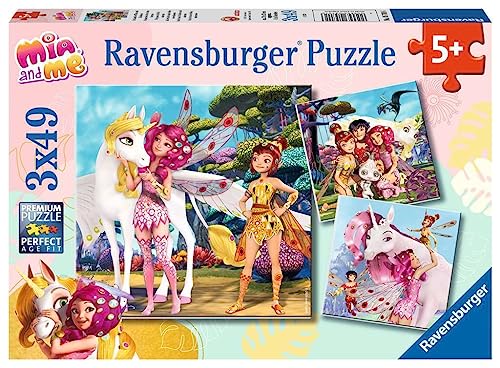 Ravensburger Puzle país de los Elfos y Unicornios – 3 x 49 Piezas MIA and Me Puzzle para niños a Partir de 5 años, Color Blanco (05701)