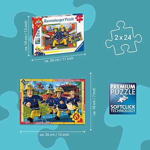 Ravensburger - Puzzles 2 x 24 Piezas Equipo/Sam el Bombero Feuermann, Rompecabezas para Niños, Edad Recomendada 4+ (80532)