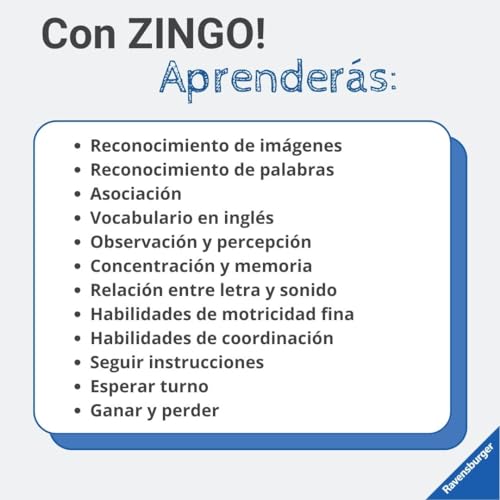 Ravensburger – Zingo, Juego Educativo para Niños, Juegos de Mesa 2-6 Jugadores, 4+ Años