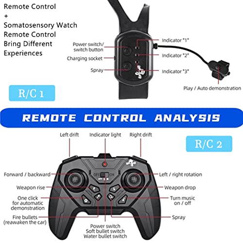 RC Coche de Tanque, Lenlun 2.4GHz 4WD Hand Gesture RC Drift Coches, Control Remoto con Balas Suaves, conducción de 360 ° y rotación de Trucos