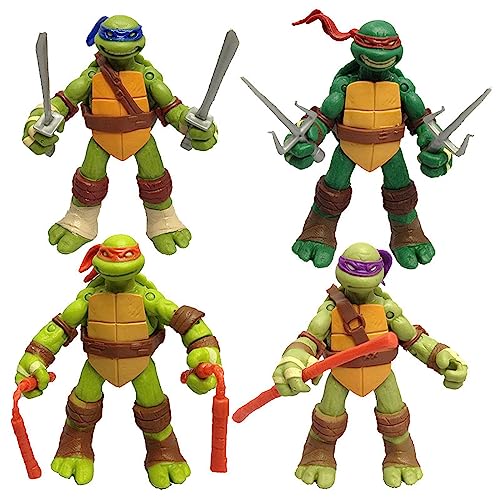 reald Figuras 4pcs/Set Tortugas Raphael Leonardo Figuras de Acción Set Estatuas Móviles Modelo Muñeca Juguete Adornos Coleccionables